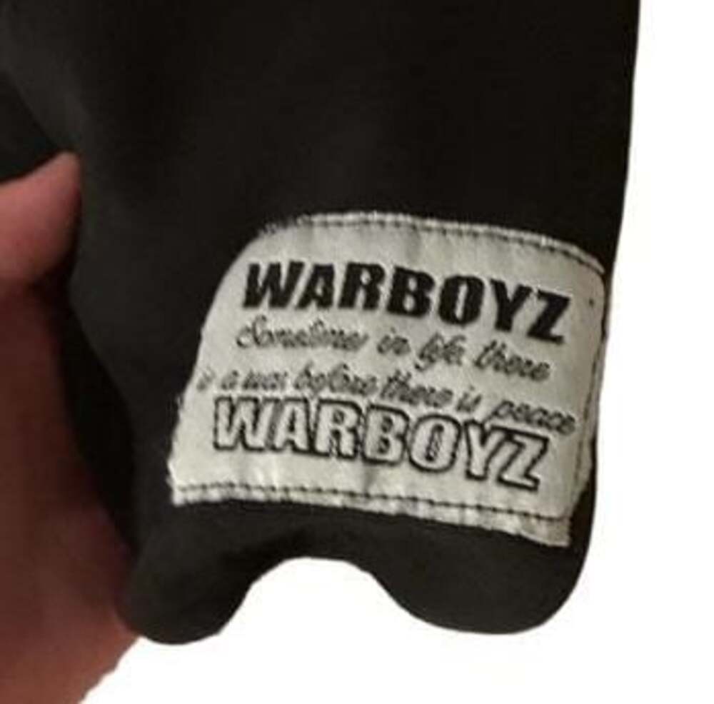 Warboyz Black Cropped Hoodie with White Boyz Logo and Peace Sign - Picture 4 of 6